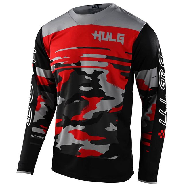 MTB Trikot,Herren Langarm MountainbikeShirt,Motocross-Shirt Langarm | MX MTB Mountainbike (Red,XL)