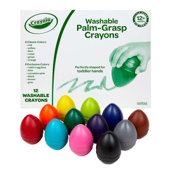 Crayola Egg Crayons (12ct), Jumbo Washable Crayons, Big Crayons For Toddlers, Preschool Art Supplies, Toddler Gifts, Ages 1+