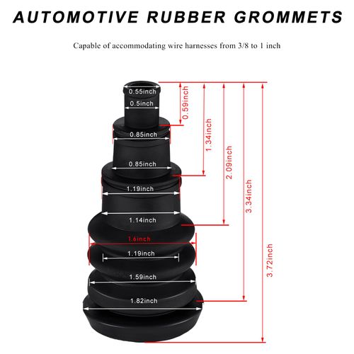 FSTURIOS 4 PCS Universal Firewall Boot, Automotive Rubber Grommets for 3/8 to 1 Inch Diameter Wire Bundles, Safe and Convenient Firewall Grommet Kit for Vehicle Running Cables
