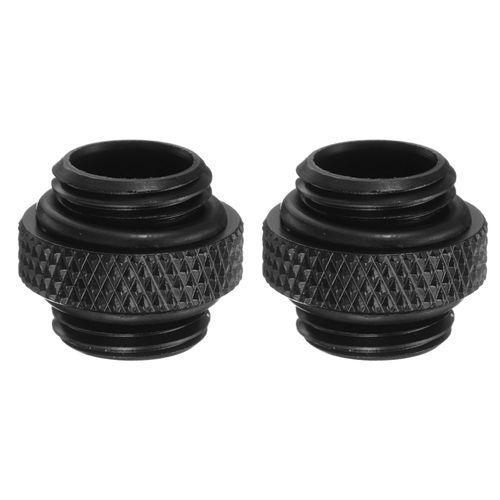 HARFINGTON 2pcs Water Cooling Adapter G1/4" Thread Male to Male Mini Extender Fitting Copper Water-Cooled Compression Fitting with O-Ring for Computer PC Water Cooling System, Black