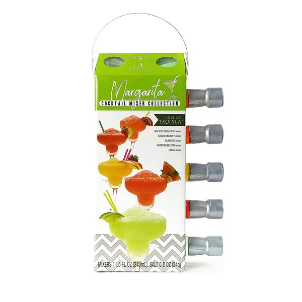 Thoughtfully Cocktails, Margarita Mixer Gift Set, 2.3 Ounces Each, Flavors Include Blood Orange, Strawberry, Mango, Watermelon, and Lime, Includes Rimming Salt, Pack of 5 (Contains NO Alcohol)