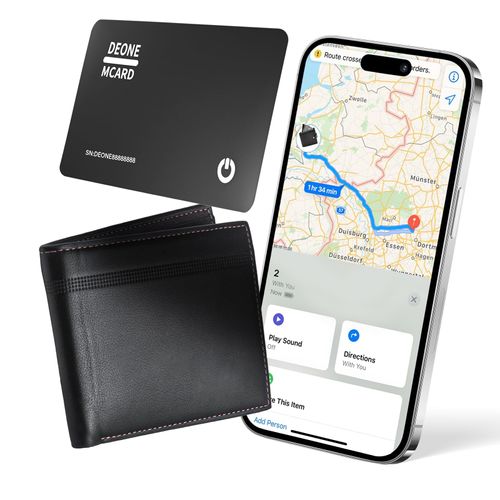 Wallet Tracker Card, Compatible with Find My (iOS Only), Ultra Thin Item Finder for Wallet, Luggage Tag, Passport etc, IPX7 Waterproof (Black)