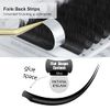 NAGARAKU Flat Lash Eyelash Extensions with 2 Bristles for Eye Volume, Soft Lightweight Natural Finish Thickness 0.15mm /D Curl Length 8mm ~ 12mm Mixed / 12 Rows