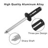 Kyuionty 60 Pcs 3/16" x 5/8" Tri-Fold Exploding Pop Rivets, Aluminum Large Head Blind Rivets (Black)