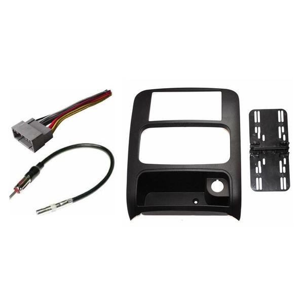 Aftermarket Double Din Radio Installation Dash Kit Bezel + Standard Wire Harness & Antenna Adapter Compatible with Jeep Liberty 2003-2007