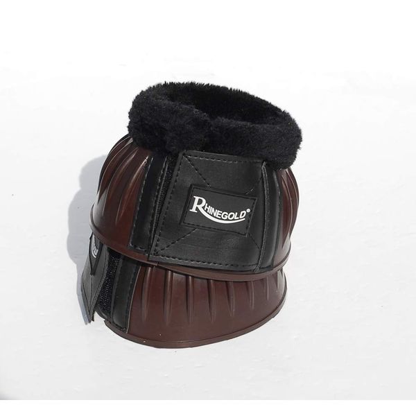 Rhinegold Fleece Trim Over-Reach Boot-Medium-Brown/Black