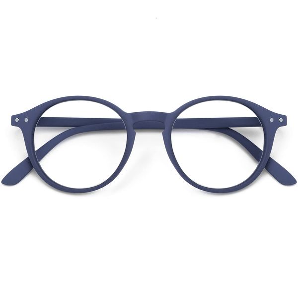 GAWK Type L Soft-Touch Matt Navy Blue Retro Round Reading Glasses with Pouch Case