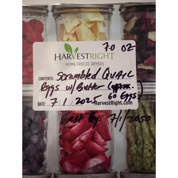 Freeze Dried Fully Cooked Scrambled QUAIL Eggs Free Range/Farm Raised 7 oz