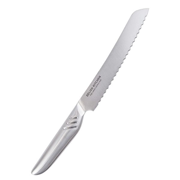 DELISH KITCHEN F-2324 Pearl Metal Bread Knife, Silver, All Stainless Steel