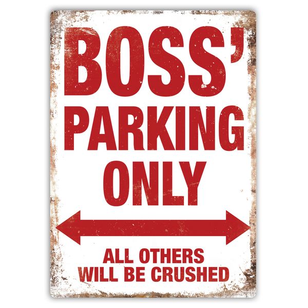 Boss' Parking - Metal Wall Sign Plaque (Medium - Twine)