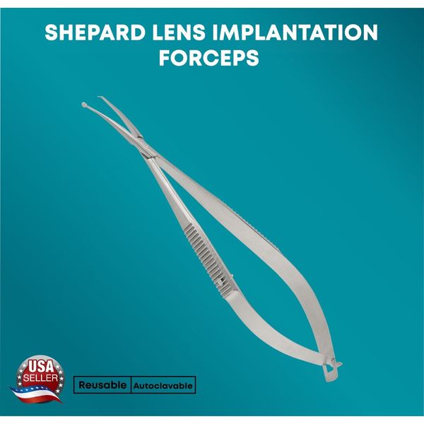 Shepard Lens Implantation Forceps 2mm Tip Dia Curved Ophthalmic Instruments