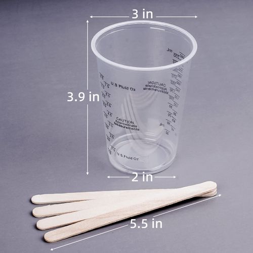 LET'S RESIN Epoxy Resin Mixing Cups, 50pcs 240ml/8oz Disposable Measuring Cups with 50pcs Wooden Stirring Sticks, Plastic Measuring Cups for Liquids, Mixing Resin, Paint, Pigment