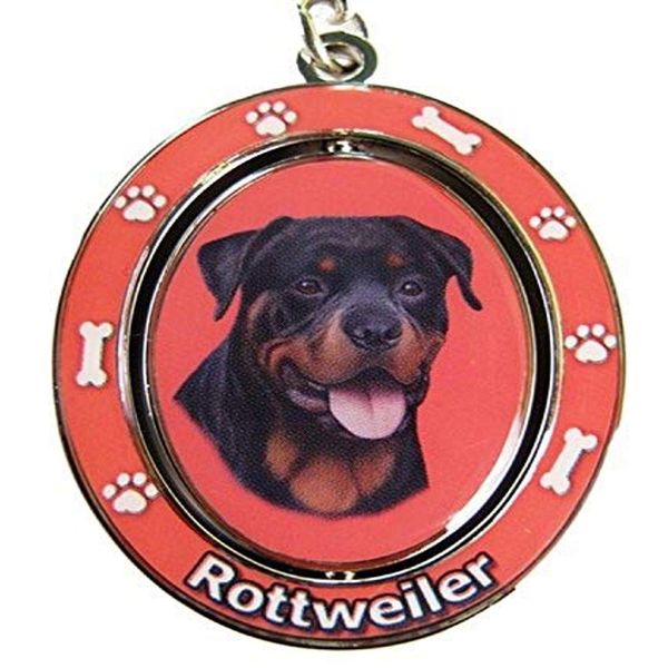 E&S Pets Rottweiler Double Sided Spinning Key Chain, KC-33
