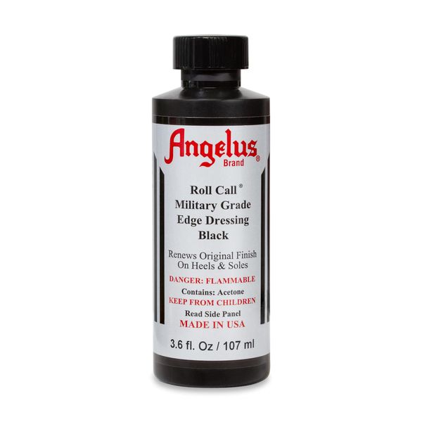 Angelus Roll Call Military Grade Edge Dressing Leather Luster Shine Shoe Polish Instant Shine Black- 3.6oz