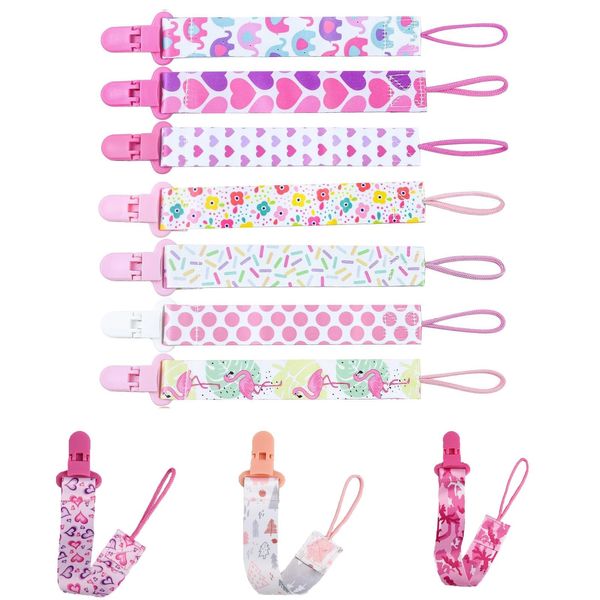 10PCS Dummy Clips Girl, Baby Dummy Clip Pacifier Clips, Baby Soother Chains Pacifier Holder Clips Universal Design Soother Clips for Baby Teething Toys Baby Shower Newborn Essentials