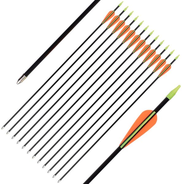 Archery Youth 24 26 Inch Fiberglass Archery Targeting Arrows for Youth Practise Recurvebow Compound Bow Shooting