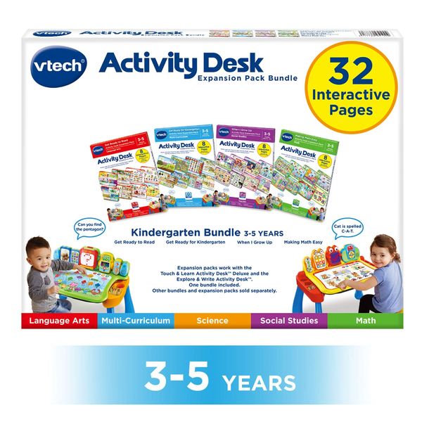 VTech Activity Desk 4-in-1 Kindergarten Expansion Pack Bundle for Age 3-5