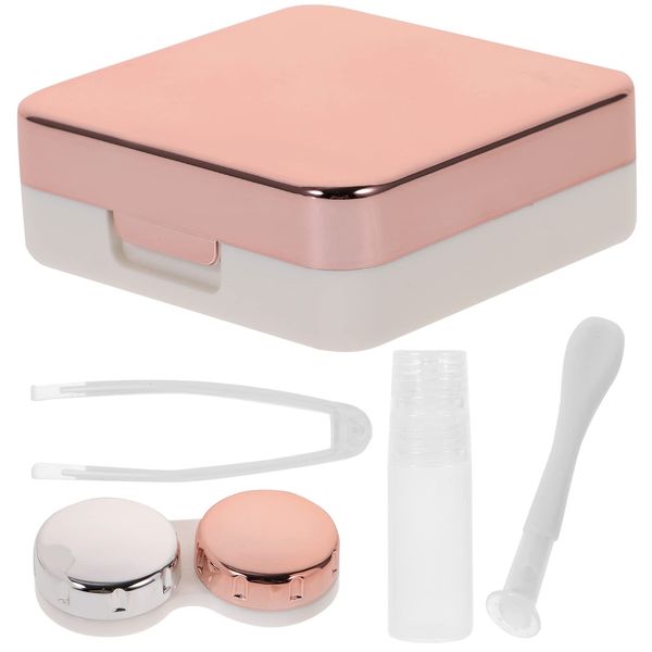 ROSENICE Contact Lens Case Mini Travel Simple Contact Lens Box (Light Pink)