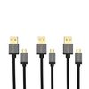 KabelDirekt 3x 1m Micro USB Cable (USB 2.0, Synch & Charge Cable, nylon) PRO Series