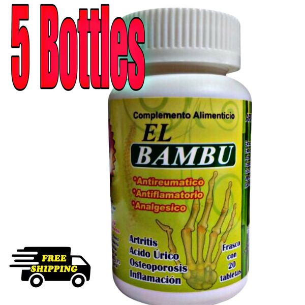 5 BOTTLES EL BAMBU 100 TABLETS ANTIRHEUMATIC ANTIINFLAMMATORY ANALGESIC, NATURAL