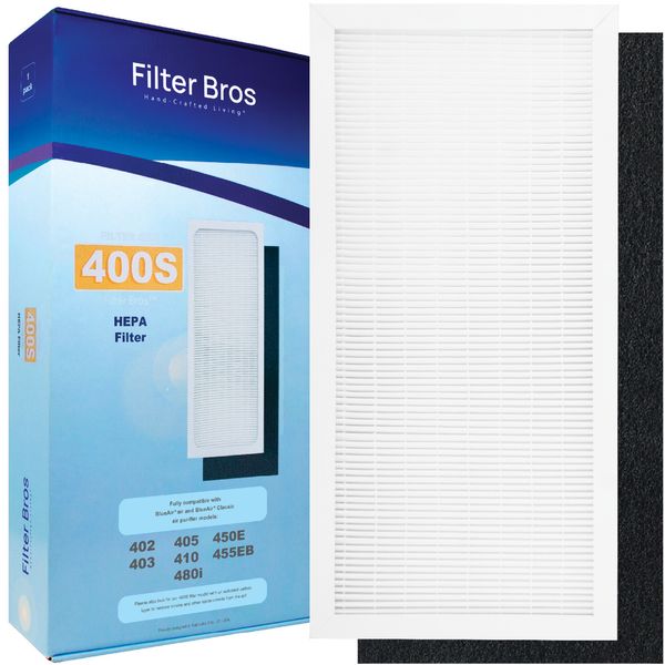 FilterBros BA400S Compatible With BLUEAIR 400 HEPA Replacement Filter SmokeStop