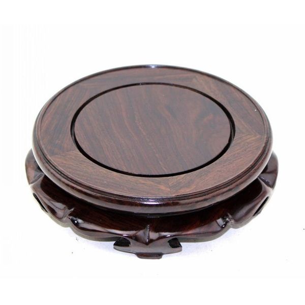 GOLDY&WENDY Rosewood Flat Circular Display Stand (2.6" Inside Diameter, 1 Pack)