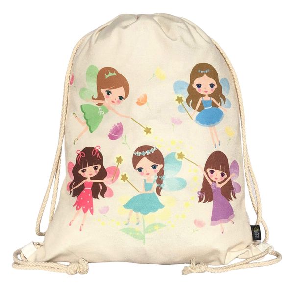 HECKBO kids fairy faires gym drawstring bag - 40x32cm - 12.6" x 15.8" - string bag - kindergarten daycare crèche school football - children kids girl boy backpack, sports bag, fabric bag