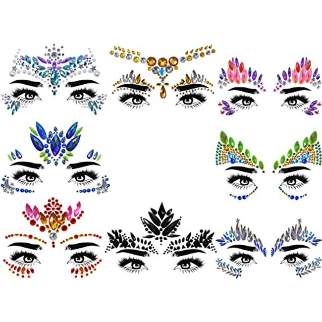 Face Gems 8 Pack Face Stickers Festival Accessories (UK COMPANY) Face –  iKura Express