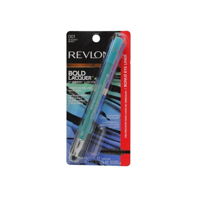 Revlon Bold Lacquer Mascara 001 Blackest Black with Bonus Kajal Eyeliner in...