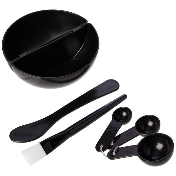 A1SONIC® Face Mask Mixing Bowl Set, DIY Facemask Mixing 4Pcs Tool Kit with Silicon Face Mask Brush Facial Mask Bowl Stick Spatula & measuring cups Black