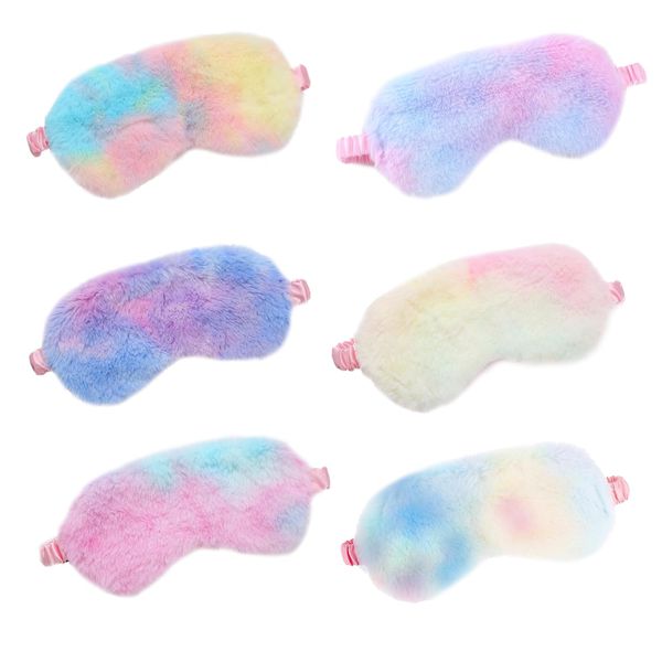 6PCS Kids Eye Masks for Sleeping,Kids Sleep Mask,Childrens Eye Mask for Sleeping,Plush Rainbow Elastic Childrens Sleep Mask,Soft and Comfortable Girls Eye Mask,for Adults Kids Travel Nap Sleeping