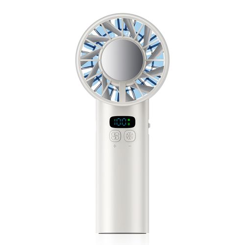 Hurricane Ice Handheld Fan, 5200mAh Rechargeable Battery, 1-100 High Speed Handheld Fan with Digital Display, Lightweight TEC Superconducting Cooling for Summer Travel Outdoor Makeup（White）