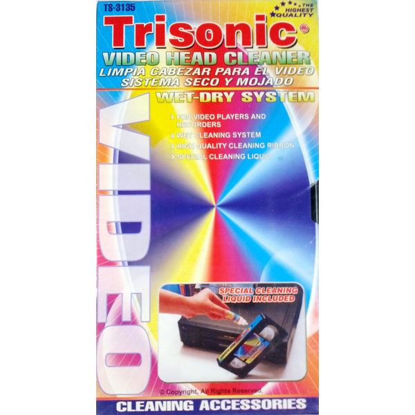 VHS VCR Video Head Cleaner: Cassette, High Quality, Wet / Dry System