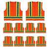 Safety Main Premium High Visibility Surveyor Vest Solid Front Mesh Back, 10 Pack, Medium, Orange