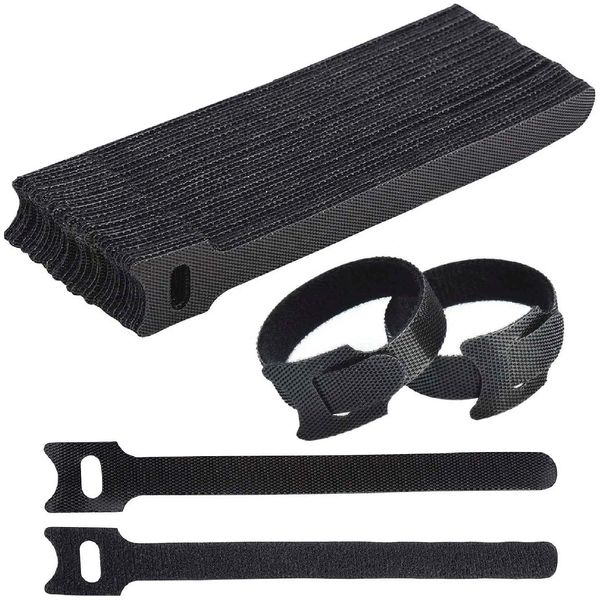 ColorfylCoco Velcro Cable Ties Length 15cm (150mm) x 30pcs Nylon Cable Ties Cable Ties Cable Ties Wire Organizers Black