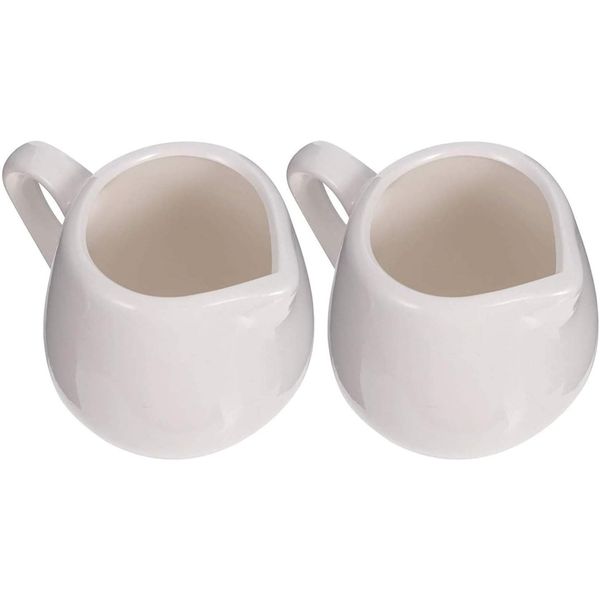 LATRAT Ceramic Milk Jug, 100 ml, White, Pitcher, 2 in a Pack