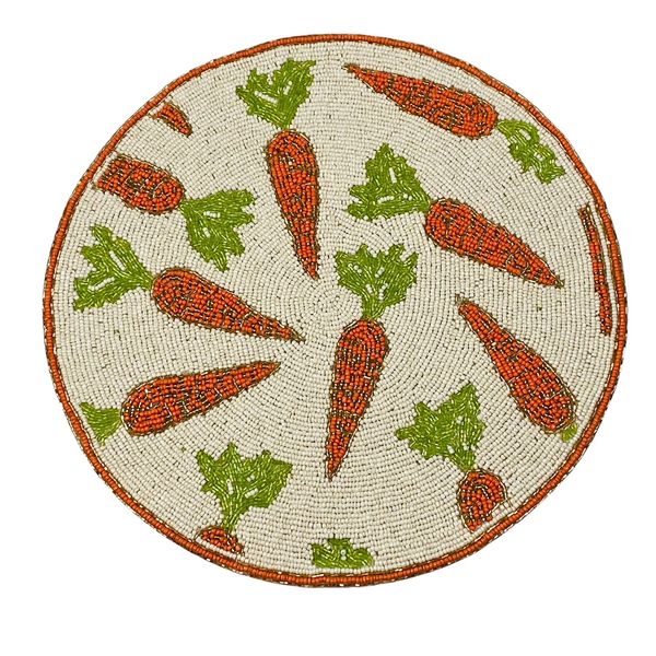 Isaac Mizrahi Easter Carrots Spring Beaded Round 15" Diameter Charger Placemat 