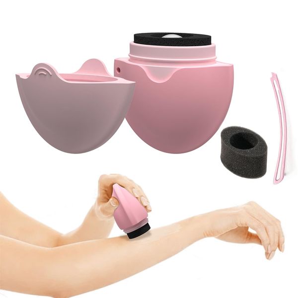 Sunscreen Roller Applicator - Portable Roll On Sponge Applicator, Refillable Sunscreen Brush for Travel Beach Vacation (PINK)