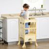 Kids Kitchen Helper Step Stool Foldable w/ Chalkboard Lockable Handrail