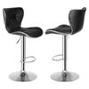 2PCS  Adjustable Bar Stools w/Shell Back Soft PU Leather Swivel Bar Stools Durab