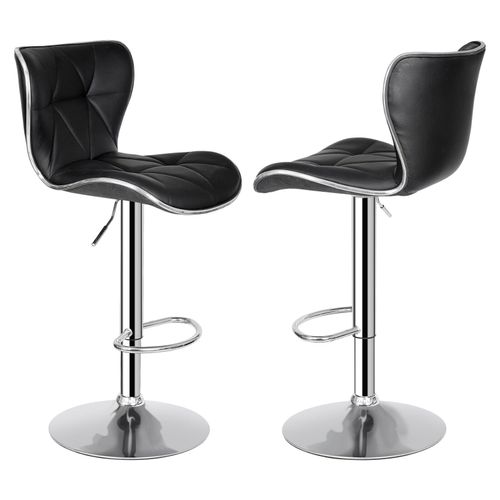 2PCS  Adjustable Bar Stools w/Shell Back Soft PU Leather Swivel Bar Stools Durab