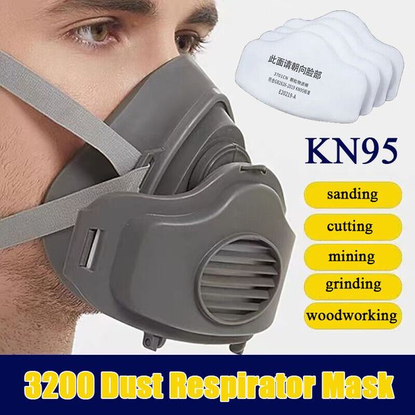 Dust Respirator Mask Reusable Anti-Dust Silicone Mask with 5 Dustproof Filters