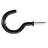 30 x Cup Hook Screw in Shouldered Black Plastic Coated 50MM 2 INCH
