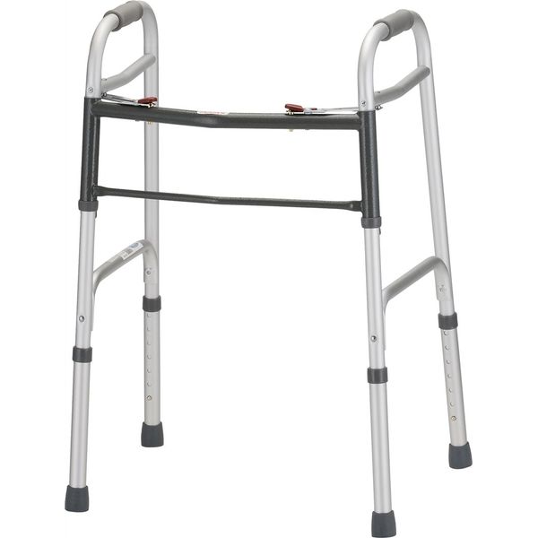 FOLDING WALKER WITH 5in. WHEELS- ADULT (2 BUTTON RELEASE)