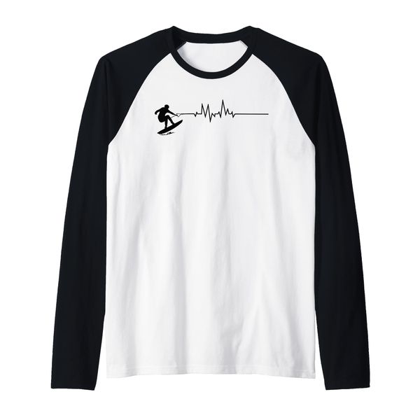Wakeboarden Heartbeat Wakeboarder Silhouette Raglan