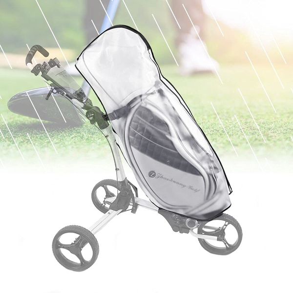 KBNIAN Golf Bag Rain Cover, PVC Trolley Rain cover Rain Hood Waterproof Windproof Translucent PVC Golf Cart Travel Bag Rain Hood Portable Golf Rain Hood for Golf Bags Push Carts