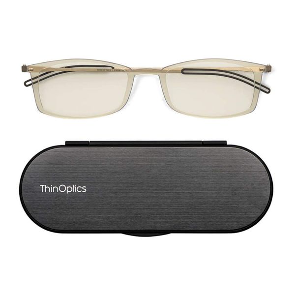 ThinOptics Brooklyn Computer Reading Glasses 1.5 Strength - Blue Light Blocking +1.5 Unisex Includes Milano Anodized Aluminum, Magnetic case