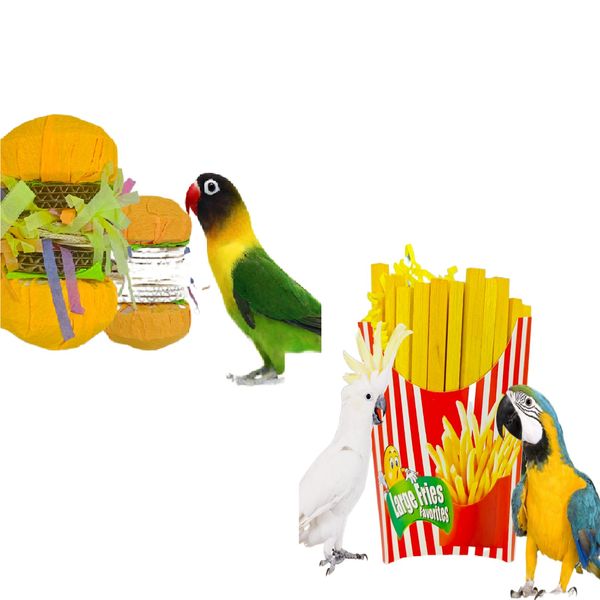 Bird Toys Parrot Toys French Fries Style Bird Shredding Toys Parrot Shredding Toys Bird Chewing Toy Parrot Chewing Toy Bird Cage Accessories Bird for Conure Cockatiel Budgies Parrotlet