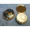 ROUND PILL BOX GOLDPLATED - ELEPHANT FLAT - BNIB- 5CM - 3 COMPARTMENTS.