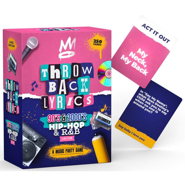 Throwback Lyrics - The 90s & 2000s Hip-Hop & R&B Music Party Game | Rap R&B Game 250 Cards of Trivia and Charades - Great for Game Nights, Date Nights, Adult and Family Games